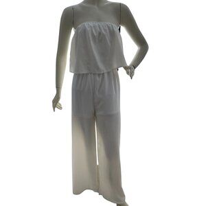 Yissang White Ruffled Sleeveless Jumpsuit